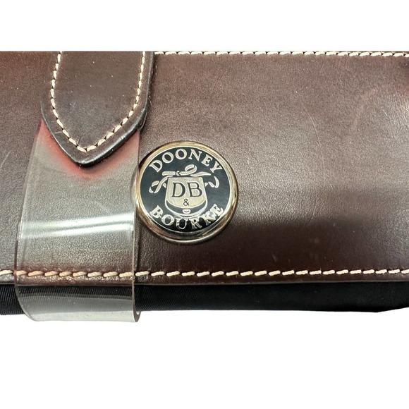 VTG DOONEY & BOURKE black w/ brown Leather Medium Travel Tote NWT - Picture 4 of 6